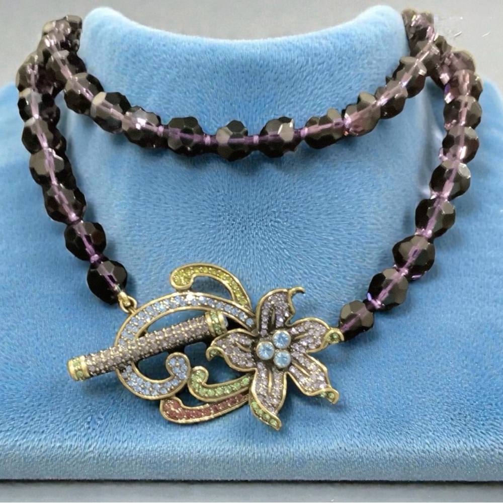 Heidi Daus - Elegant Beaded Necklace With Swarovski Crystals with Floral Pendant